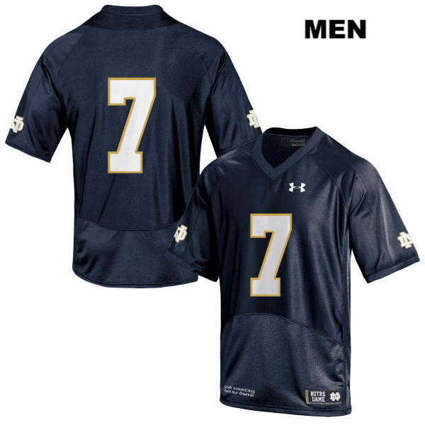 Men's NCAA Notre Dame Fighting Irish #7 Derrik Allen Stitched College Under Armour Authentic Navy No Name Football Jersey CK10W06NM